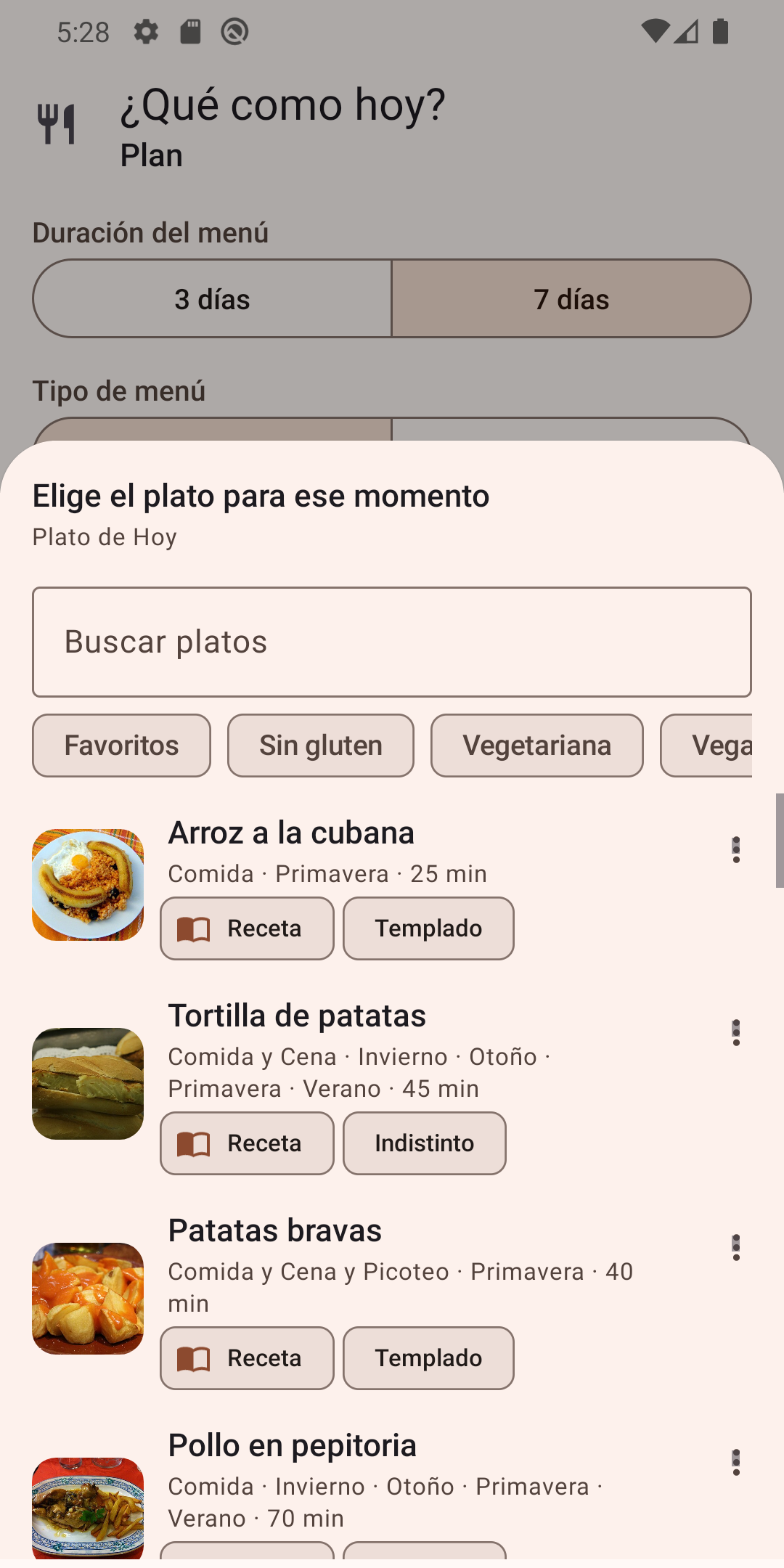 Elegir plato